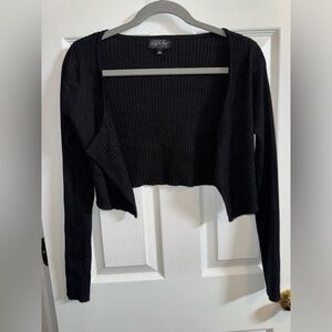 Black Ribbed Long Sleeve Cardigan